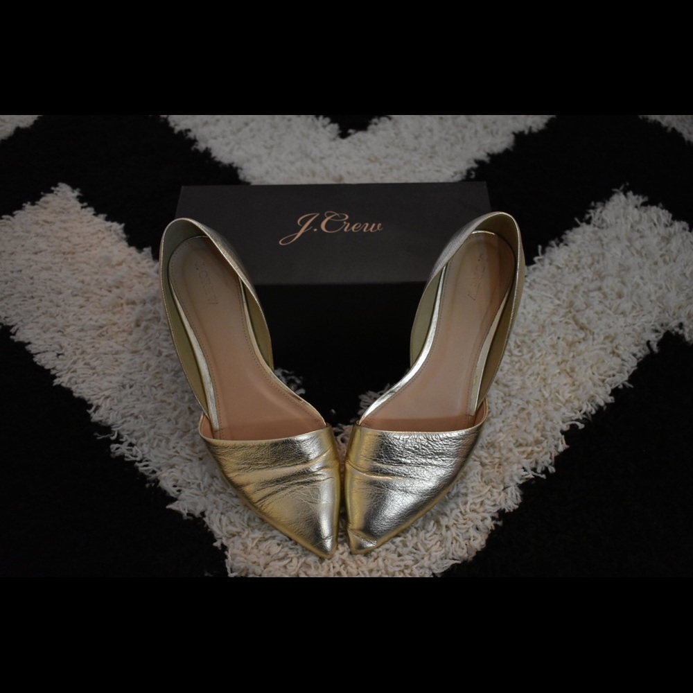 JCrew Sloan D’Orsay Flats Gold